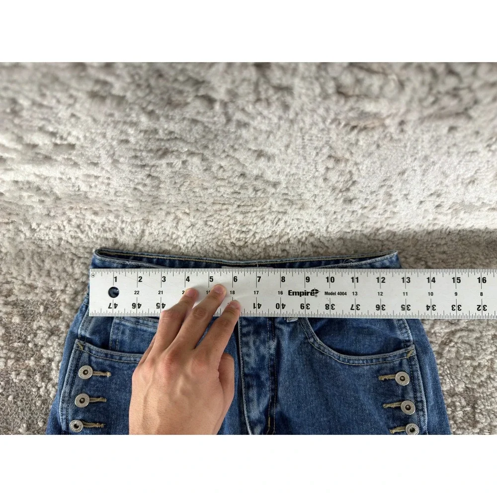 Limited Too Size 14 High Rise Sailor Button Flare Leg Y2K Denim Jeans Blue Women